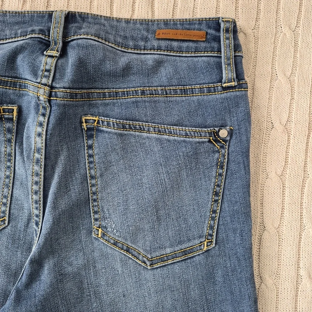 Pilcro and the Letterpress Jeans Size 27 Light Wash‎ Fringe Hem Skinny Summer